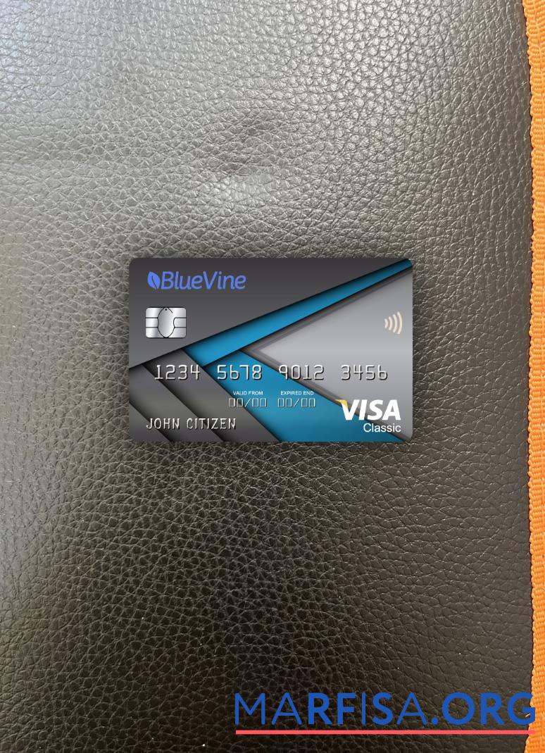 Blank USA California BlueVine bank visa classic card photolook front template